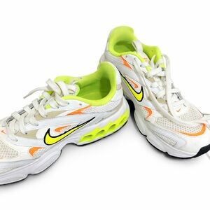 Nike Kids White Sneakers with Neon Yellow and Orange Accents